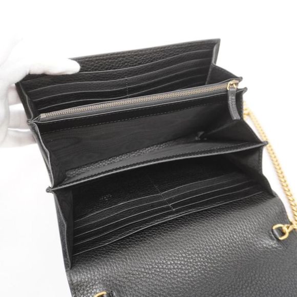 Gucci GG Marmont Chain Shoulder Leather Black Gold Hardware - Picture 4 of 7
